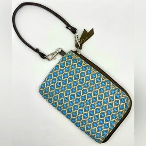 Thirty-one Cotton Blue Medallion Zip Around Wristlet Clutch Wallet
